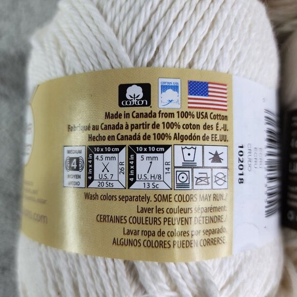 3 Pack Ivory Lily Sugar'n Cream Yarn Solids Super Size ECRU Crudo Lot of 3 - Picture 5 of 7